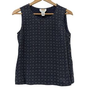 Talbots Petites Womens Silk Navy Tank Top Size 4 Summer Business Casual Office